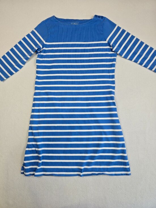 L.L. Bean Dresses & Skirts - LL Bean Womens Striped Blue & White Dress M 100% Cotton